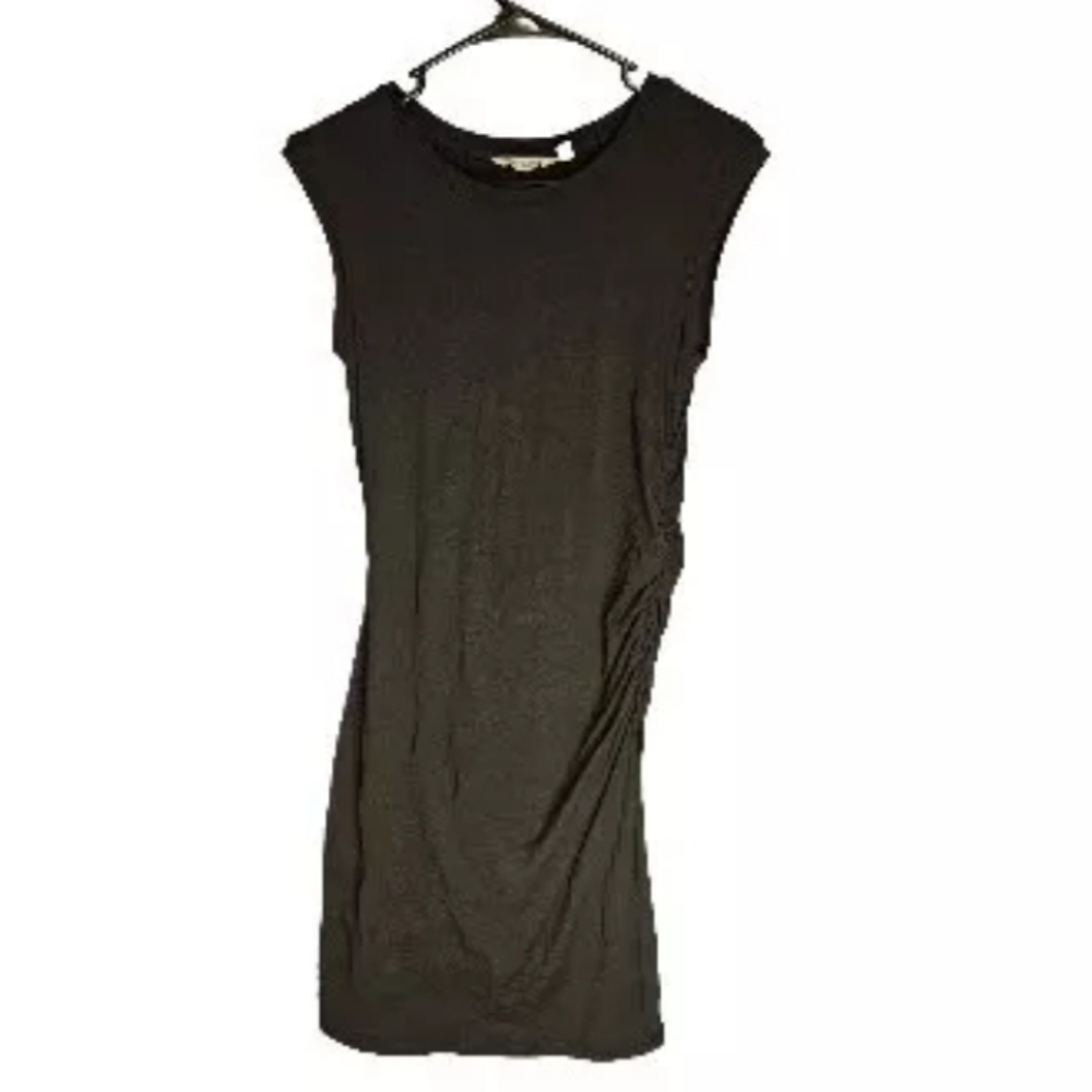Athleta Tulip Dress Women's Small Tall Black Sleeveless Ruched Bodycon Pullover